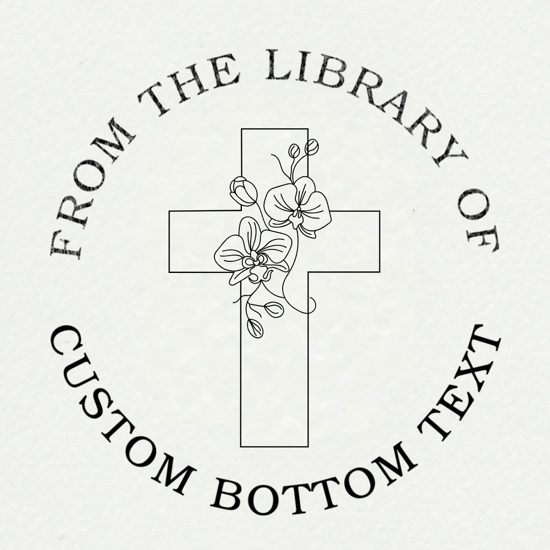 Cross & Flowers Line Art